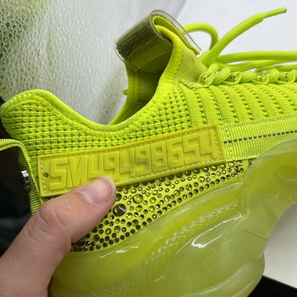 Steve Madden Maxima Athletic Shoes Sneakers Yellow Green Bedazzled Jewel Women 9 - Picture 11 of 14